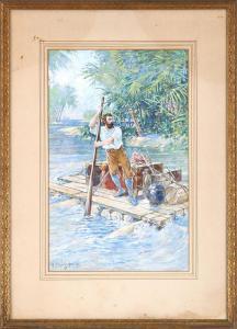 HARPER William St.John 1851-1910,figure on raft,South Bay US 2019-10-26