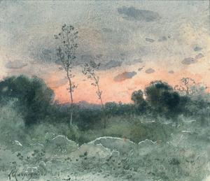 Harpignies Henri Joseph 1819-1916,Coucher du soleil,1884,Christie's GB 2009-10-28