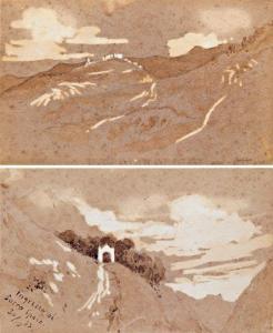 Harpignies Henri Joseph 1819-1916,Dombos táj I. és Dombos táj II,1883,Nagyhazi galeria HU 2012-05-22