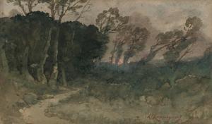 Harpignies Henri Joseph 1819-1916,In the forest at dusk,1898,Christie's GB 2009-10-28