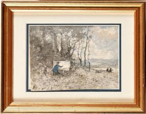 Harpignies Henri Joseph 1819-1916,Le peintre sur le motif,Osenat FR 2024-04-07