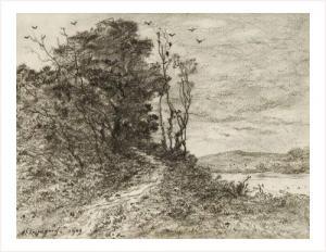 Harpignies Henri Joseph 1819-1916,Paysage à l'étang,1909,Anaf Arts Auction FR 2008-04-07