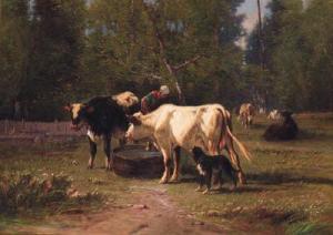 HARPSAU C 1800-1800,Cattle watering in a Meadow,Christie's GB 1998-11-26