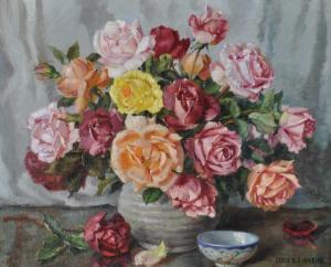 HARRIES Leslie G 1900-1900,Still life study roses,Burstow and Hewett GB 2010-07-21