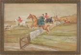 HARRINGTON George 1832-1911,Horses and riders jumping over a stone wall,Eldred's US 2015-11-06