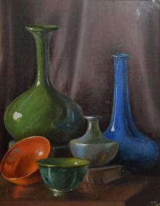 HARRIS BRENDA,Still life of bottle shaped vases,1929,Clevedon Salerooms GB 2019-10-24