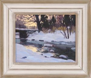 HARRIS Charles Gordon 1891-1981,Winter landscape with bridge over a river,Eldred's US 2016-01-23
