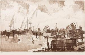 HARRIS Donald 1900-1900,The Flood Barrier, Woolwich,1981,Rowley Fine Art Auctioneers GB 2018-09-11