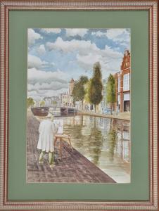 HARRIS FREDERICK HENRY HOWARD 1826-1901,An artist painting by a canal in Amsterd,Anderson & Garland 2016-08-09