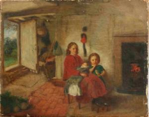 HARRIS George Walter,two children and an infant in cottage interior,Jones and Jacob 2009-10-21