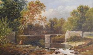 Harris Henry,Country lane with figures, and figure on a bridge,Clevedon Salerooms GB 2020-02-06
