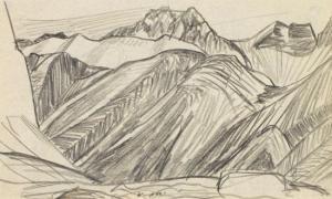 HARRIS Lawren Stewart 1885-1970,Study for Mountains East of Maligne Lake,1924,Heffel CA 2017-11-22