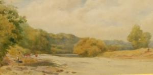 HARRIS LOUISA H,Cattle watering in a river landscape,Fieldings Auctioneers Limited 2013-10-05