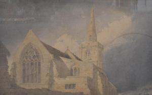 HARRIS Lyndon Goodwin,study of a church building and spire,Fieldings Auctioneers Limited 2013-01-12