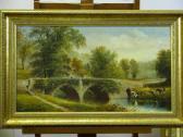 HARRIS N,Figures on a river bridge with cattle watering,Peter Francis GB 2009-09-22