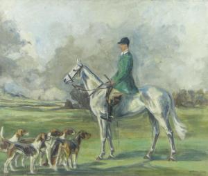 HARRIS St. John,huntsman with horse and hounds,1932,Burstow and Hewett GB 2013-09-25