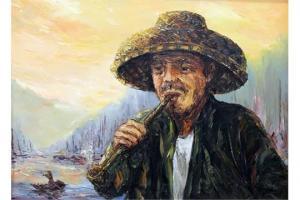 HARRIS William C 1900-2000,Man smoking a pipe,Warren & Wignall GB 2015-09-02
