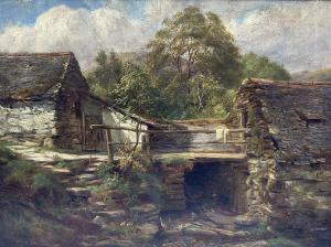 HARRISON Alexander Thomas 1853-1930,Steps and Barn with Chickens Feed,Duggleby Stephenson (of York) 2023-07-28