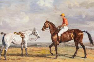 HARRISON C,mounted polo player besides a saddled polo pony,20th century,Graham Budd GB 2019-07-15