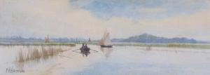 HARRISON Charles Harmony 1842-1902,Wherry and rowing boat on the Broads,Keys GB 2024-03-28