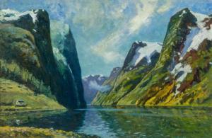 HARRISON J. Scott,Geiranger Fjord, Near Marok, Norway,1935,Rowley Fine Art Auctioneers 2019-02-16
