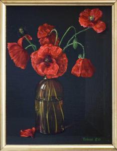 HARRISON Tobias 1950,Still life of poppies in a glass vase,Tennant's GB 2024-01-26