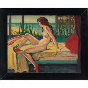 HARSHE Robert Bartholow 1879-1938,Nude on Bed,1930,Treadway US 2012-03-04