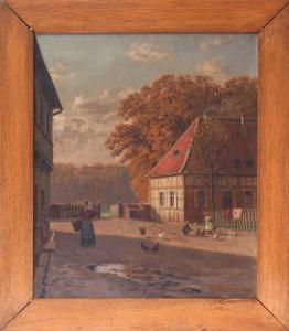 HARSING Wilhelm 1861-1923,Blick auf eine hessische Dorfstraße,Bloss DE 2015-07-06