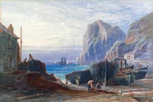 HART Thomas 1830-1916,Fishermen, Mullion Cove,1869,David Lay GB 2022-11-03