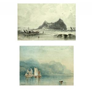 HART Thomas Gray 1797-1875,Mountainous lake landscape with boats,David Lay GB 2022-02-10