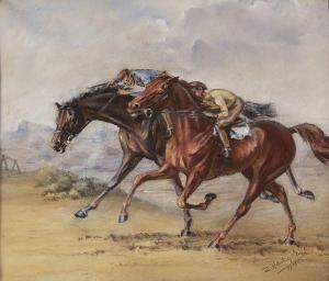 HARTIGAN Zita 1932,EARLY MORNING, WORKING UP WELSH'S HILL, THE CURRAGH,1950,Whyte's IE 2021-06-14