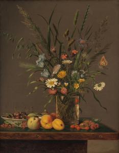 HARTINGER Anton 1806-1890,Flowers in a glass vase and an arrangement of frui,1837,Bonhams 2023-03-29