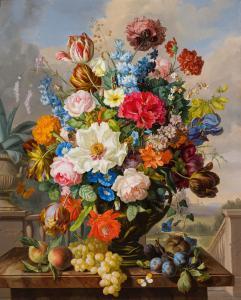 HARTINGER Anton,Großes Blumenstillleben mit Früchten,1836/37,im Kinsky Auktionshaus 2023-11-28