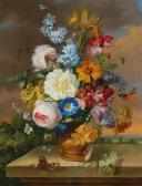 HARTINGER Anton 1806-1890,Large bouquet of flowers with butterfly,1834,Palais Dorotheum 2017-10-19