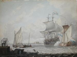 HARTJENS Arend,A MAN O' WAR AND SMALLER SHIPPING IN A HARBOUR,1777,Lawrences GB 2008-10-17