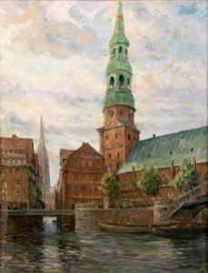 HARTLEFF Arnold 1888-1978,Ansicht von Hamburg mit Blick auf St. Katharinen,Schloss DE 2009-12-05