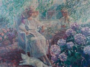 HARTLEY Corinne 1900,Two Women in a Garden,Hindman US 2015-09-26