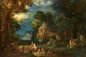 Hartmann Johann Jacob 1658-1738,Abendlandschaft mit rastenden Bauern,Lempertz DE 2019-11-16