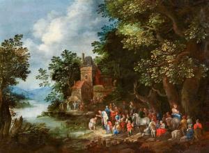 HARTMANN Johann Jakob 1658-1736,Waldlandschaft mit Taufe Christi,Lempertz DE 2019-05-18