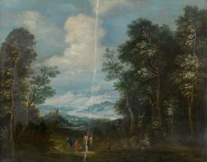 HARTMANN Johannes Jacob 1680-1728,Paysage animé de chasseur,Artcurial | Briest - Poulain - F. Tajan 2024-02-06
