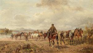 HARTMANN Ludwig 1835-1902,Countrymen with a Herd of Horses at the Ford,Van Ham DE 2023-11-17