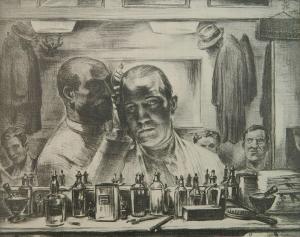 HARTWELL George Kenneth,Barber Shop, Self-Portrait, New York City,1932,Rachel Davis 2019-08-10