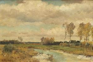 HARTWIG Max 1873-1939,River landscape, a town beyond,Bonhams GB 2019-03-06