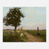 HARVEY Elizabeth 1860-1957,Shepherd on a Path with Haystacks,Rago Arts and Auction Center 2021-04-28