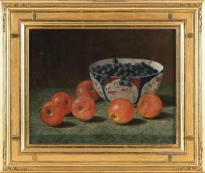 HARVEY George 1800-1878,Tabletop still life of apples and grapes in a porc,Eldred's US 2024-04-05