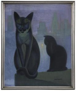 HARVEY HUNT Will 1910,Cats on a City Rooftop,Brunk Auctions US 2015-07-16