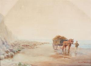 HARVEY J. Luck,river scene with cottage figures and cattle,Fellows & Sons GB 2012-12-11