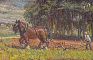 Harvey Phyllis Nelson 1906,ploughing scene,1956,Burstow and Hewett GB 2020-06-18
