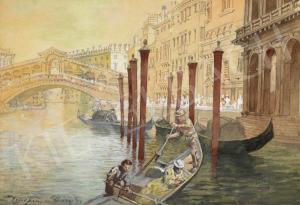 HARY Gyula 1864-1946,Gondoliers at the Rialto Bridge (Venice),Kieselbach HU 2021-12-20