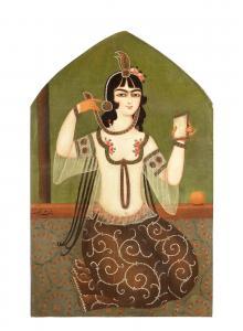 HASAN Muhammad,A girl of the harem seated holding a mirror, adorn,1810-30,Bonhams 2019-04-30